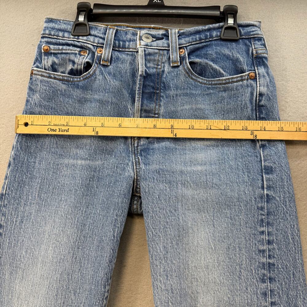 Levi's Premium Wedgie Straight Jeans Women's 25 (2) Blue Big E Button Fly EUC - Picture 14 of 16